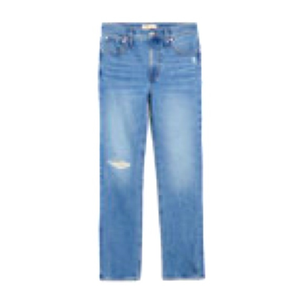 the mid-rise perfect vintage jean in ainsdale wash: knee-rip edition